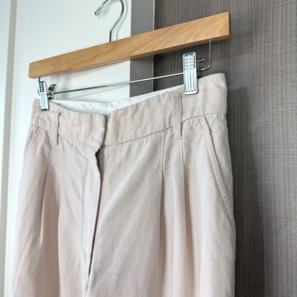 Wilfred Artizia The Effortless Pants Linen Blend Wide Leg Trouser Beige Size 4